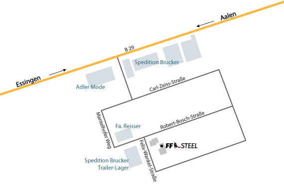 Anfahrtsplan Industriegebiet Aalen-West als Skizze